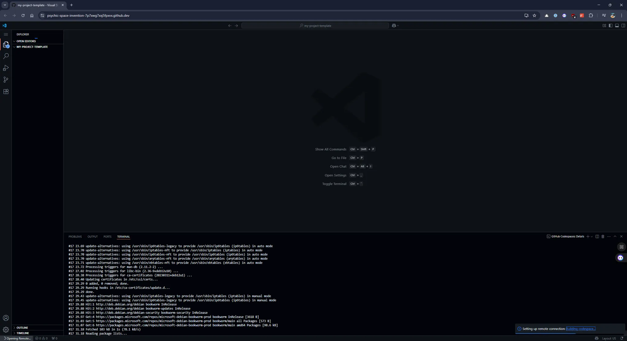 Waiting for building Codespaces